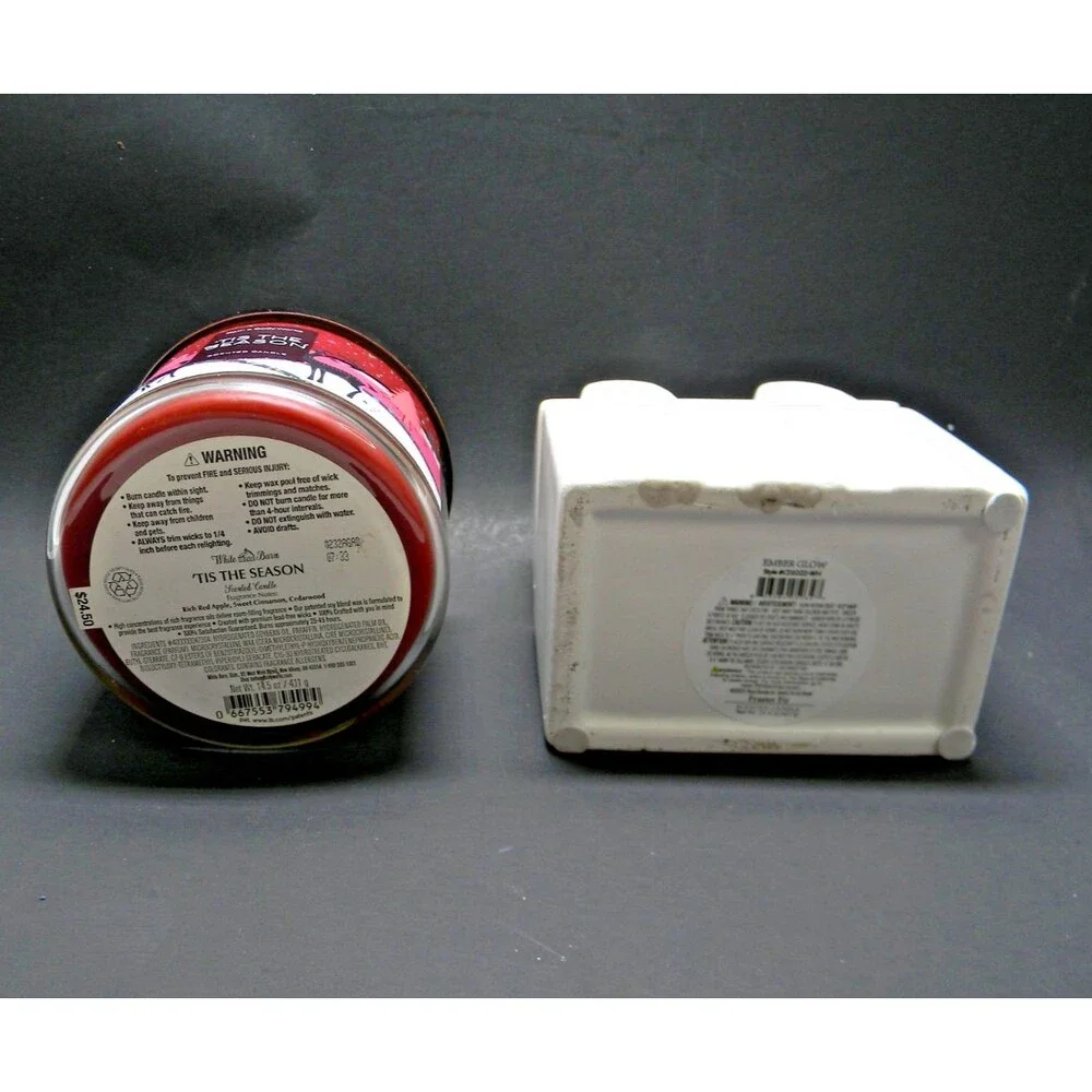 2 Candles Bath Body Works Tis the Season 3 Wick & White Ceramic House Ember Glow